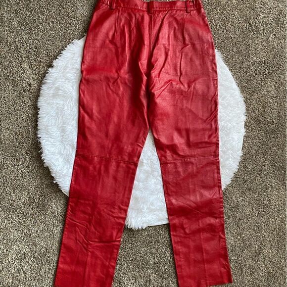 Vintage Excelled Red Leather Pants Silky Lined High Rise Womens Sz 10 - Picture 2 of 13